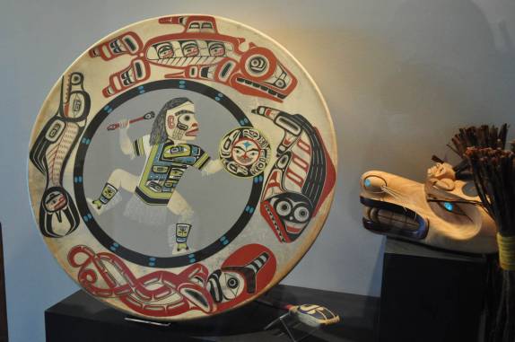 Arte Haida no Northern BC Museum, em Prince Rupert, na British Columbia, oeste do Canadá